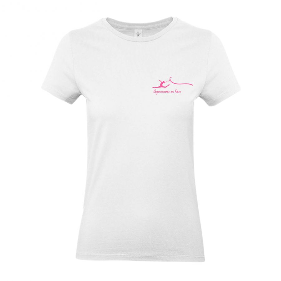 Tee-shirt Blanc Gymnastes en Rose - Femme